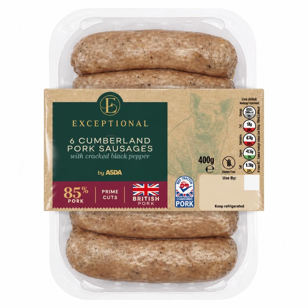 Exceptional by ASDA 6 Cumberland Pork Sausages 400g