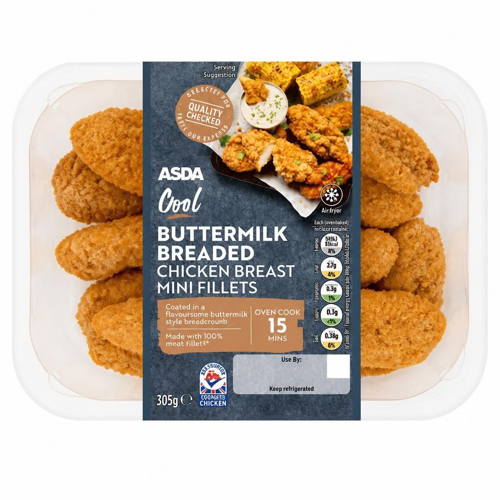 ASDA Cool Buttermilk Breaded Chicken Breast Mini Fillets 305g