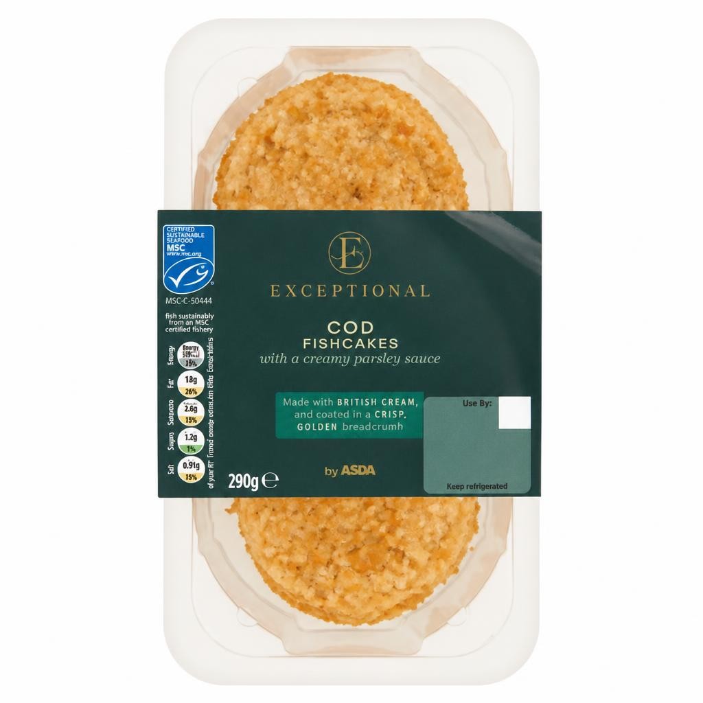 Exceptional by ASDA Exceptional by  Cod Fishcakes with a Creamy Parsley Sauce 290g