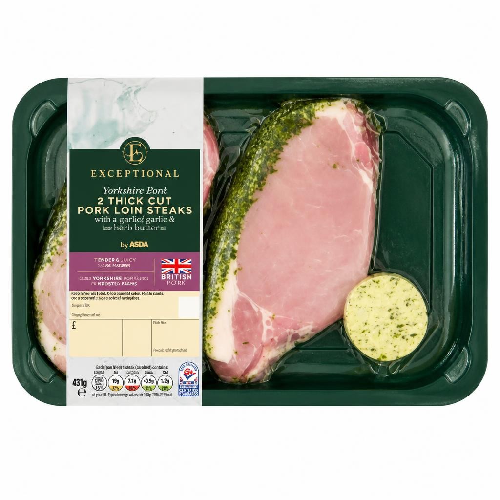 Exceptional by ASDA Yorkshire Bred 2 Thick Cut Pork Loin Steaks 481g