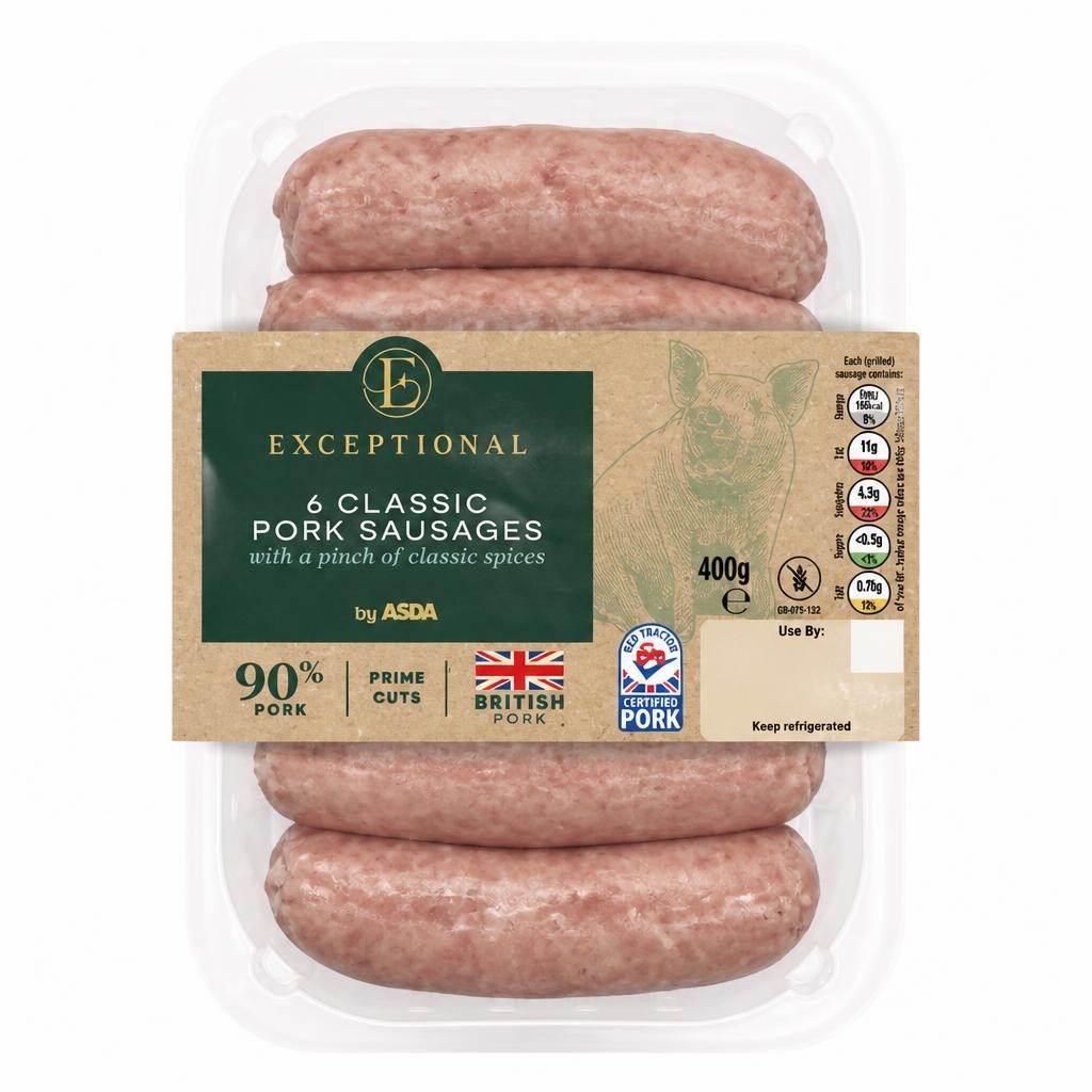 Exceptional by ASDA 6 Classic Pork Sausages 400g