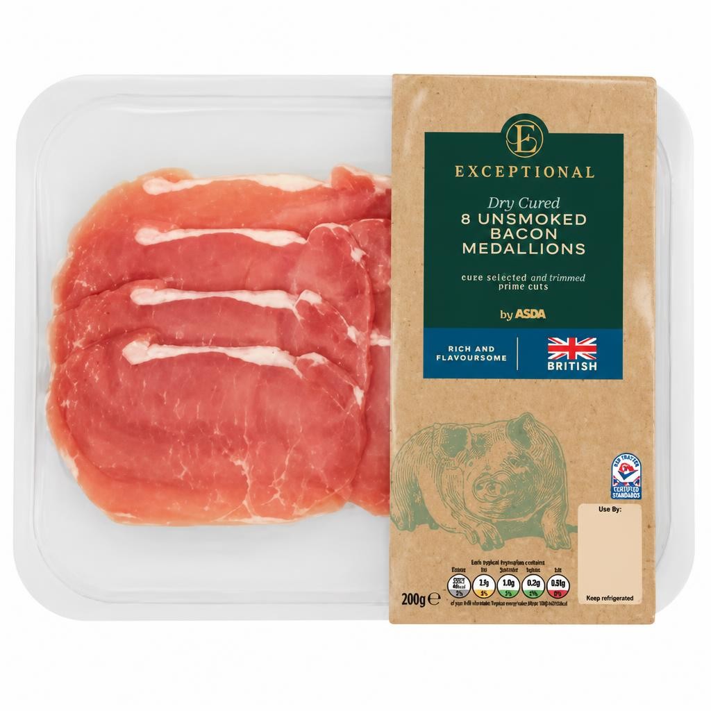Exceptional by ASDA Exceptional 8 Unsmoked Bacon Medallions 200g