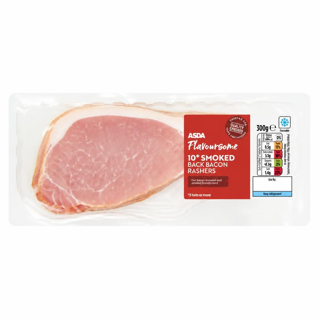 ASDA Flavoursome 10 Smoked Back Bacon Rashers 300g
