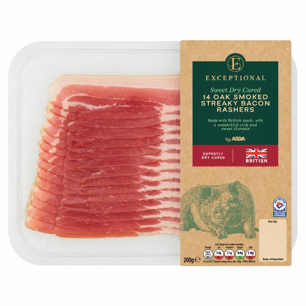 Exceptional by ASDA 14 Oak Smoked Streaky Bacon Rashers 200g