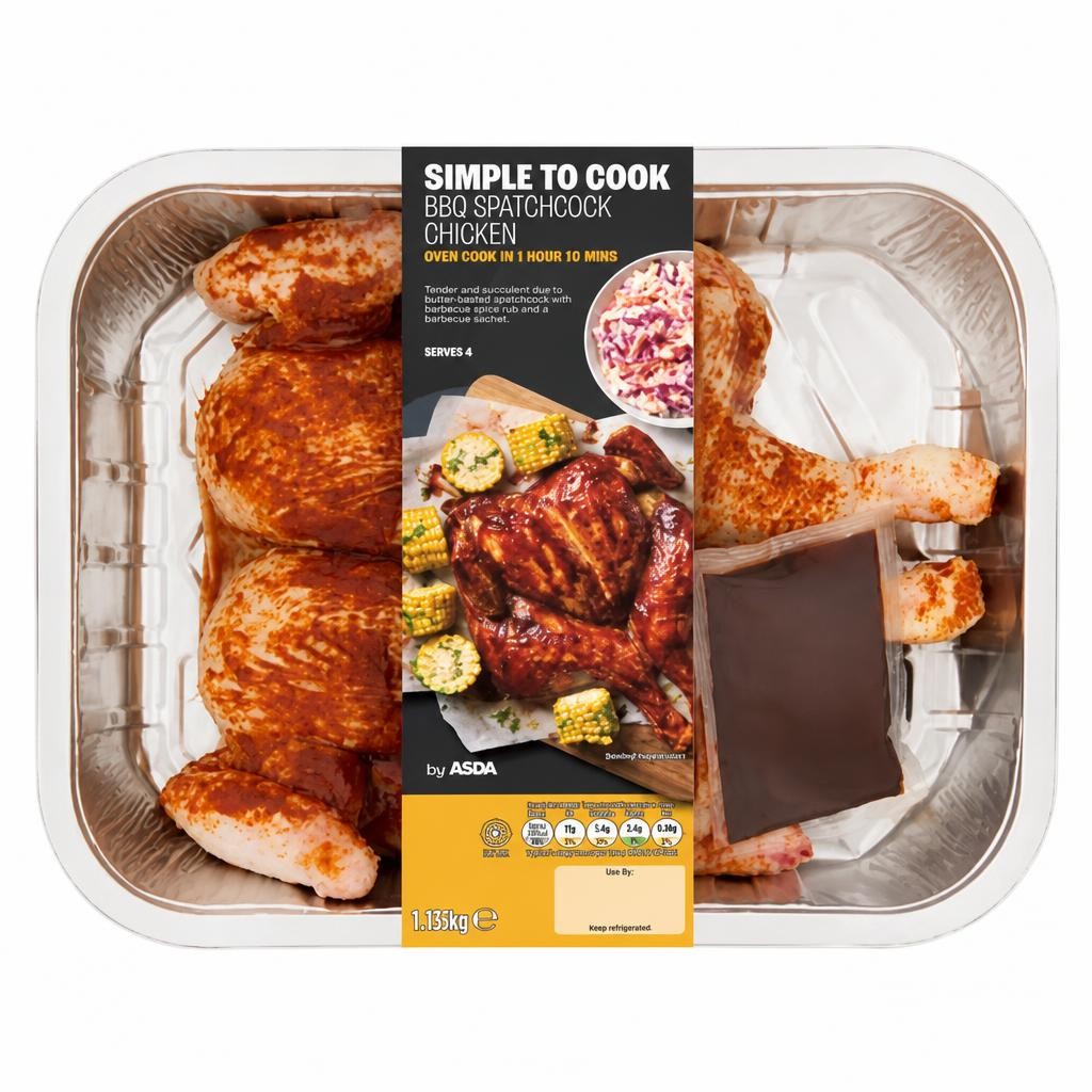 ASDA Simple to Cook BBQ Spatchcock Chicken 1.15kg