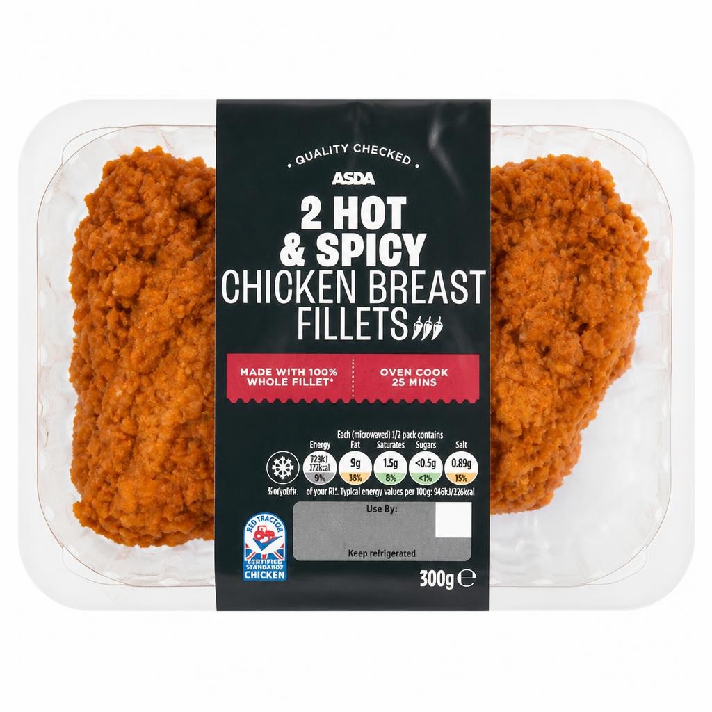 ASDA 2 Hot & Spicy Chicken Breast Fillets 300g