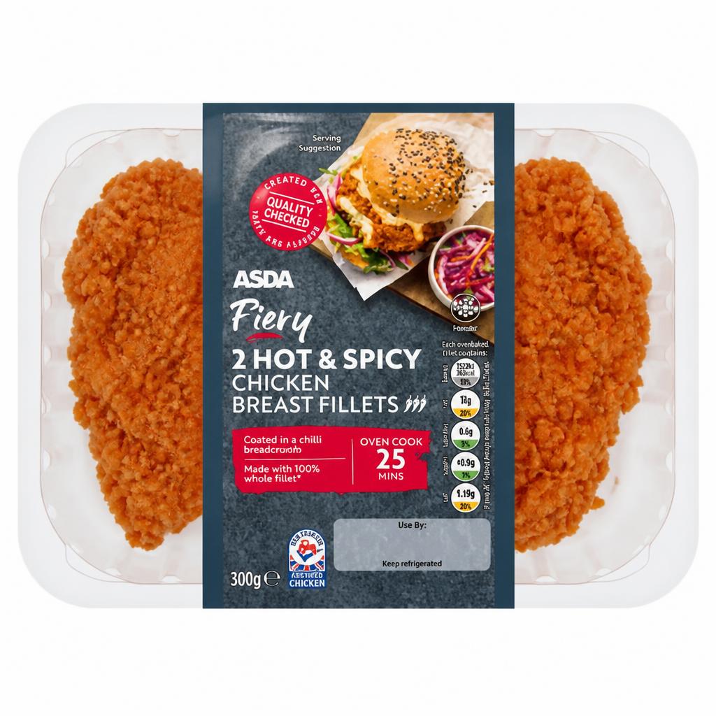 ASDA ASDA 2 Fiery Hot & Spicy Chicken Breast Fillets 300g