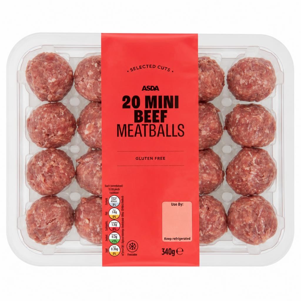 ASDA 20 Mini Beef Meatballs 340g