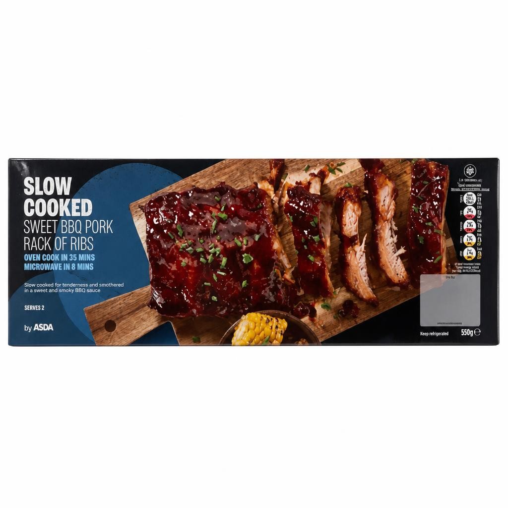 ASDA Slow Cooked Sweet BBQ Pork Rack of Ribs 600g