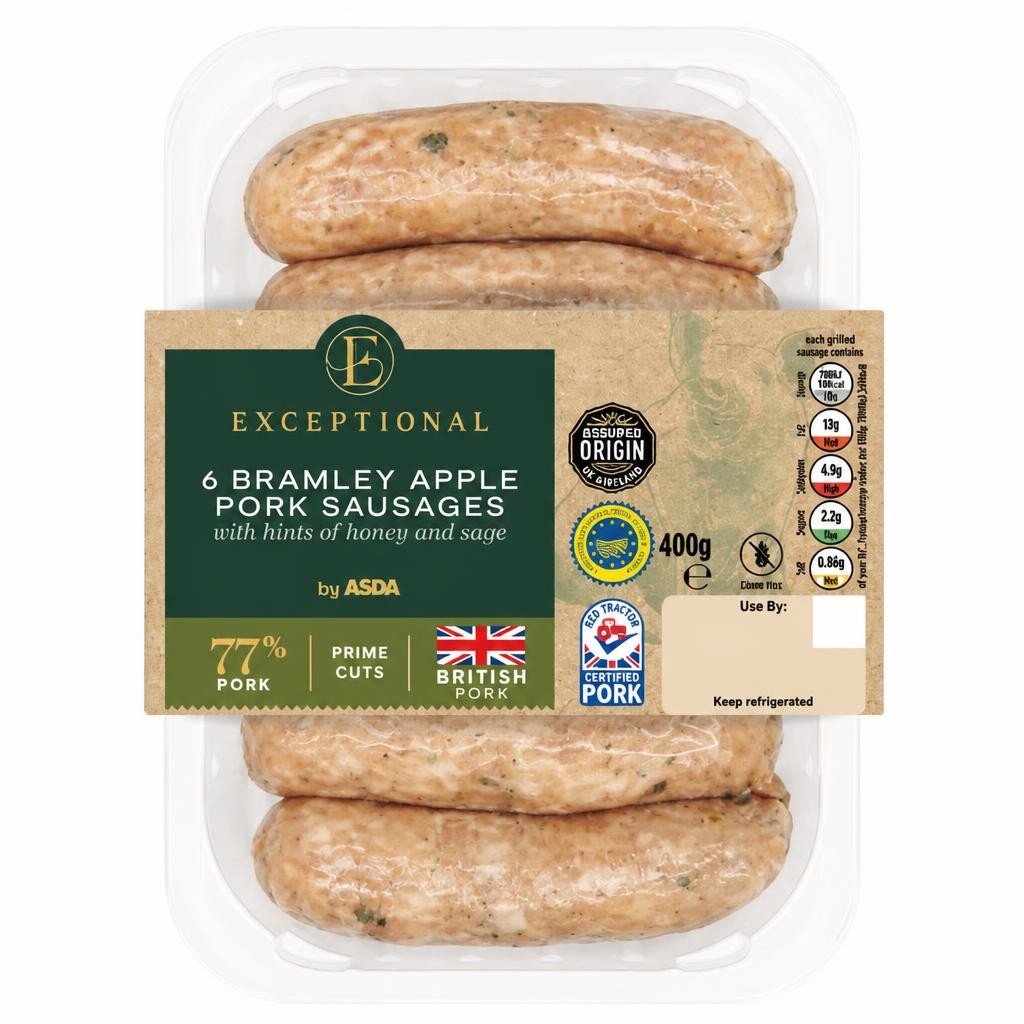 Exceptional by ASDA 6 Bramley Apple Pork Sausages 400g