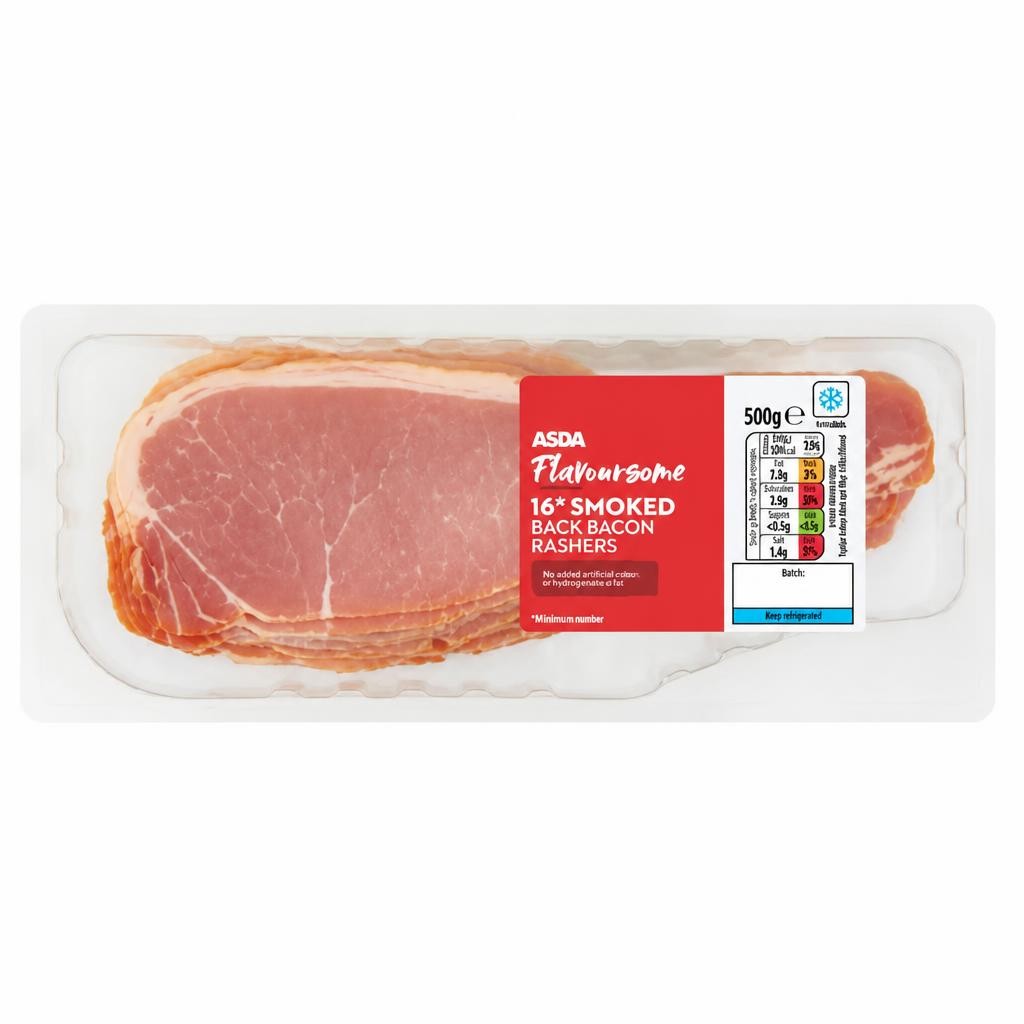ASDA Flavoursome 16 Smoked Back Bacon Rashers 500g