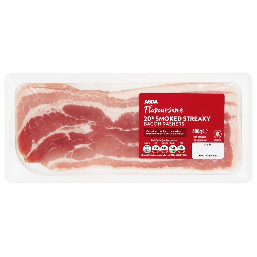 ASDA 20 Flavoursome Smoked Streaky Bacon Rashers 400g