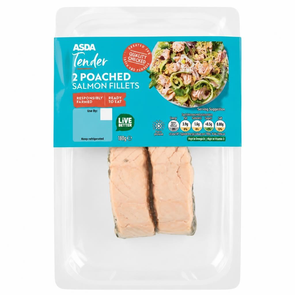 ASDA Tender 2 Poached Salmon Fillets 180g