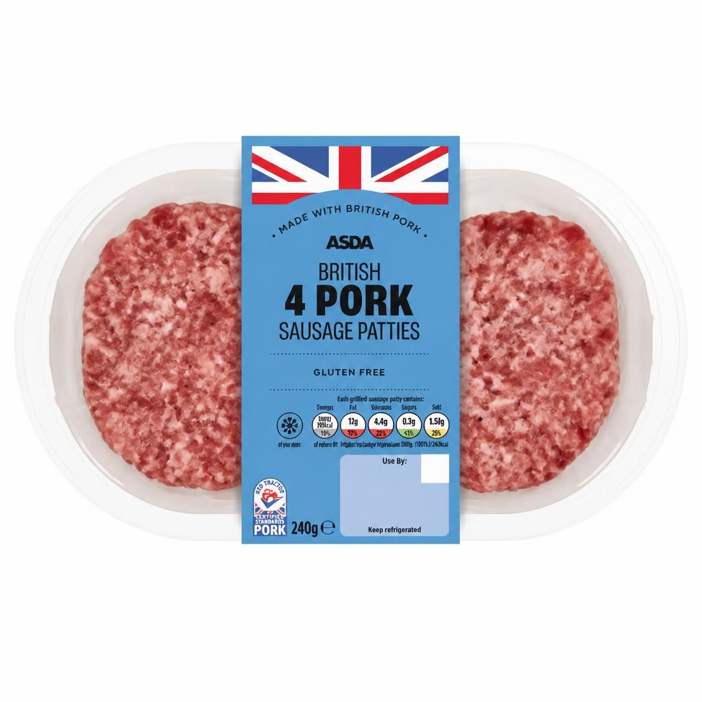 ASDA 4 Flavourful Pork Sausage Patties 240g