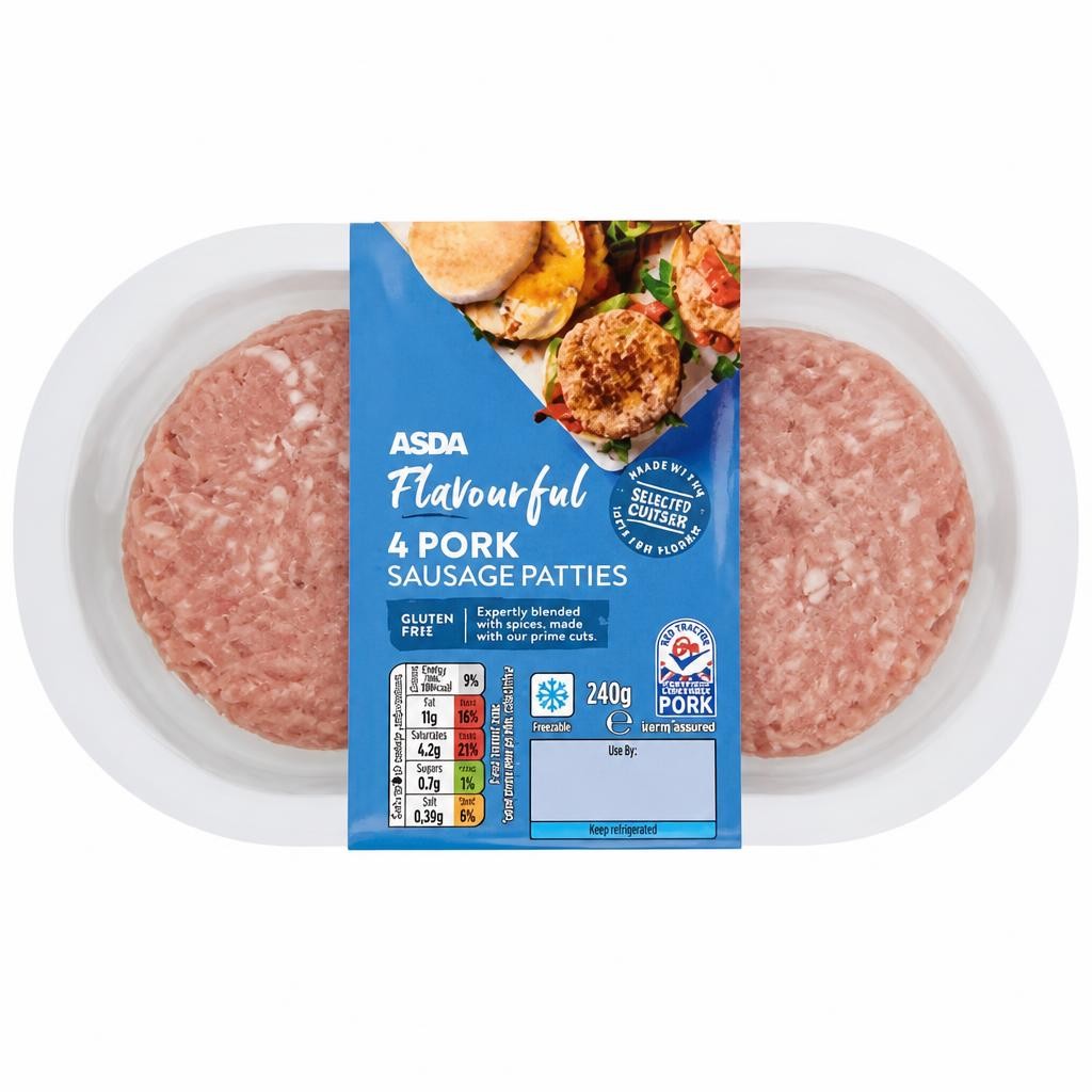 ASDA 4 Flavourful Pork Sausage Patties 240g