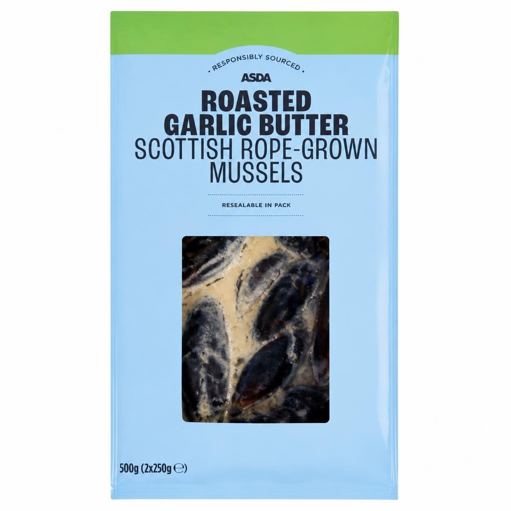 ASDA Roasted Garlic Butter Scottish Rope-Grown Mussels 500g (2 x 250g)