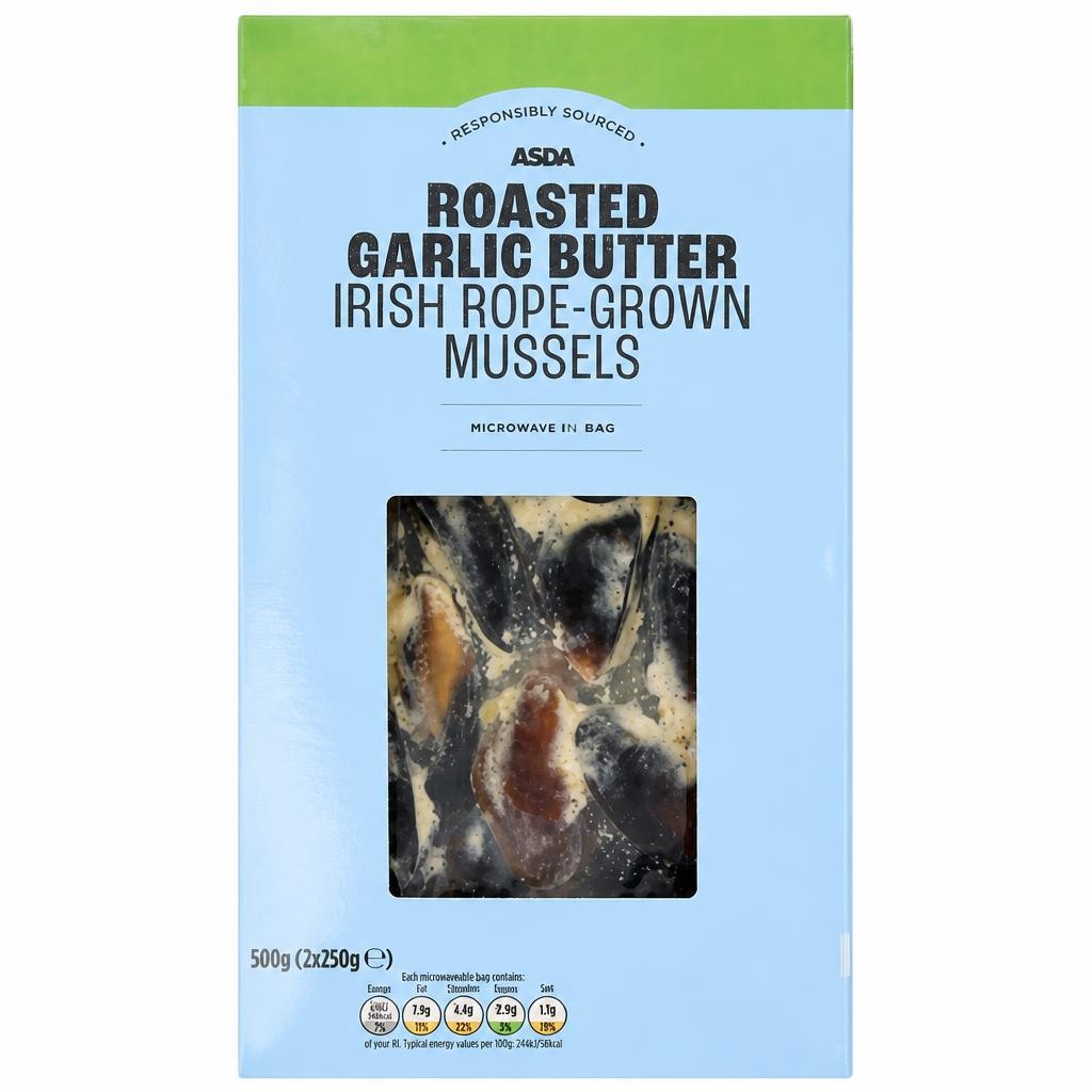 ASDA ASDA Roasted Garlic Butter Irish Rope-Grown Mussels 500g (2 x 250g)