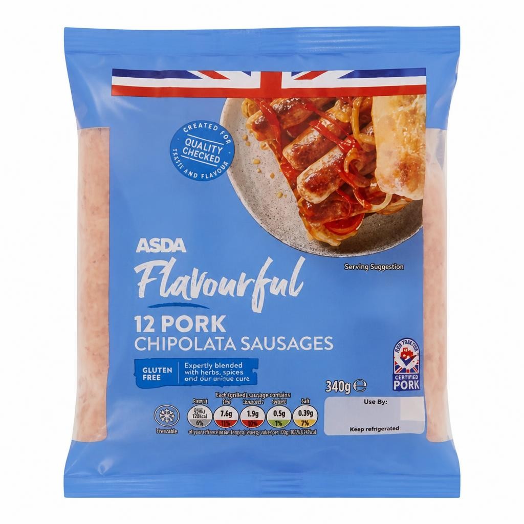 ASDA Flavourful 12 Pork Chipolata Sausages 340g