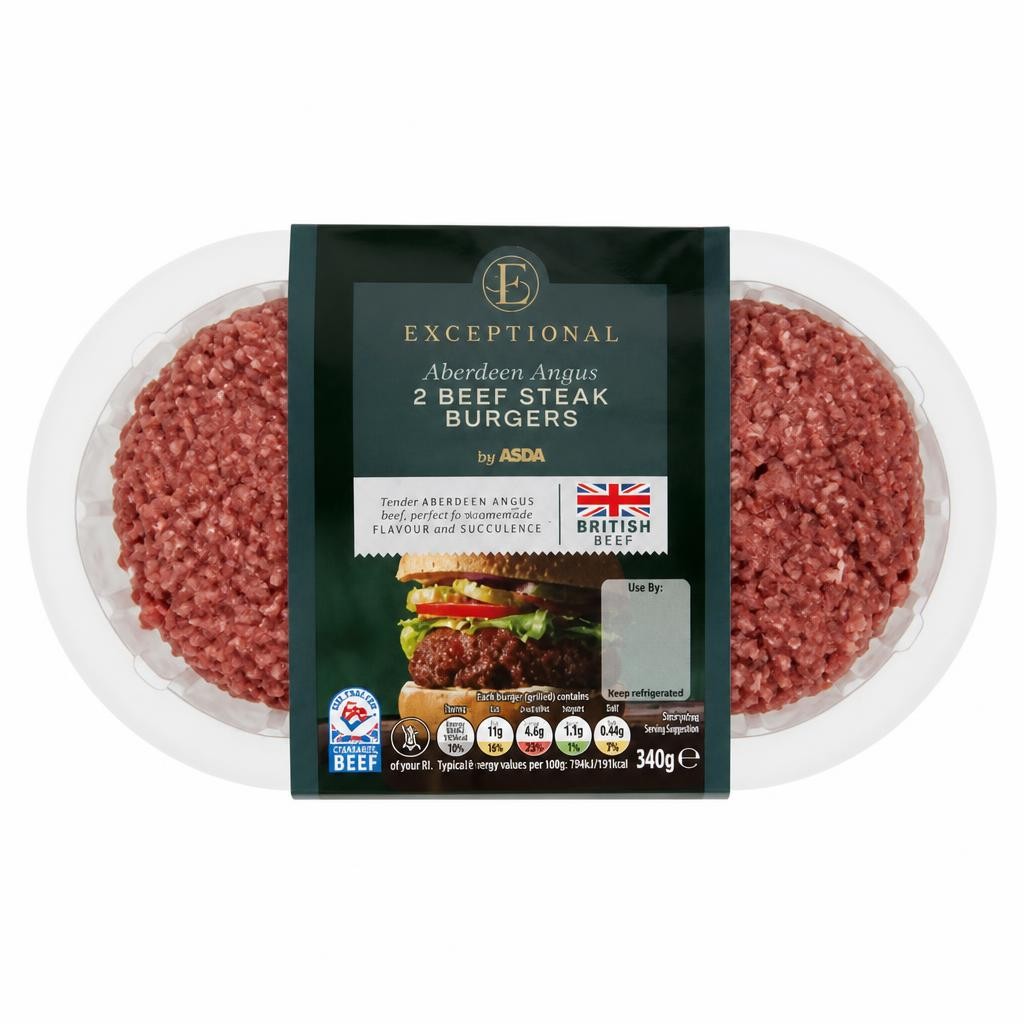 Exceptional by ASDA 2 Aberdeen Angus Beef Steak Burgers 340g