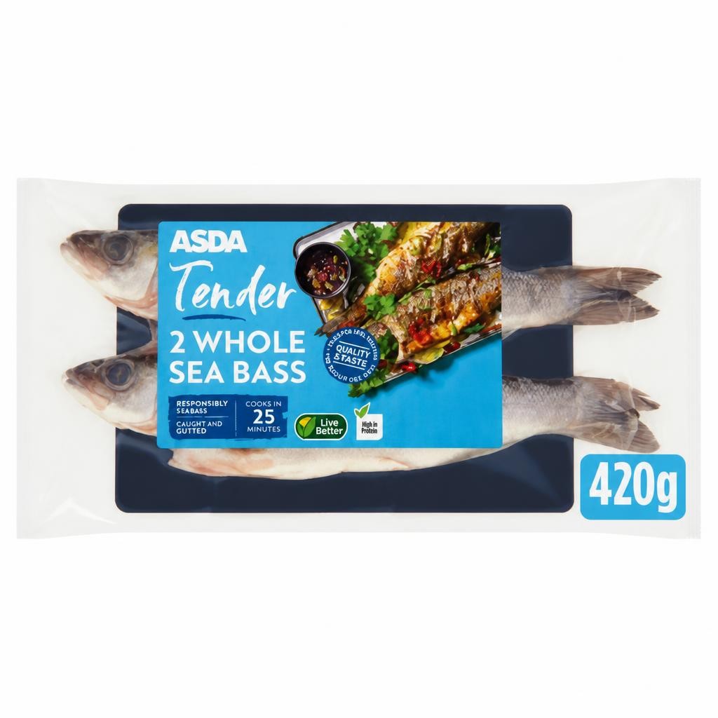 ASDA Tender 2 Whole Sea Bass 420g