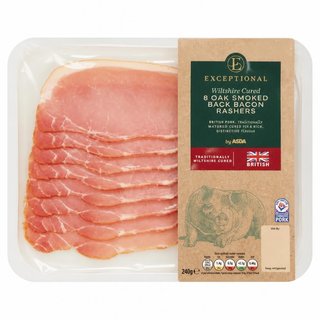 Exceptional by ASDA Exceptional 8 Oak Smoked Back Bacon Rashers 240g