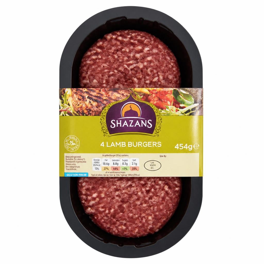 Shazans 4 Lamb Burgers 454g