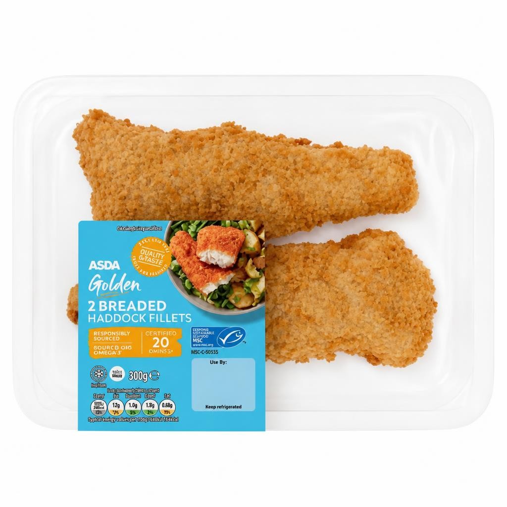 ASDA Golden 2 Breaded Haddock Fillets 300g