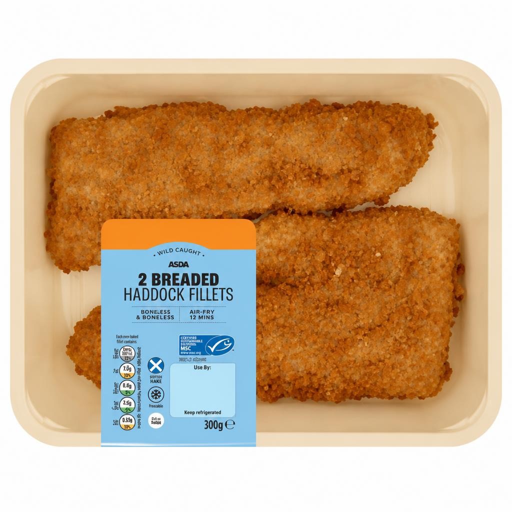 ASDA 2 Breaded Haddock Fillets 300g