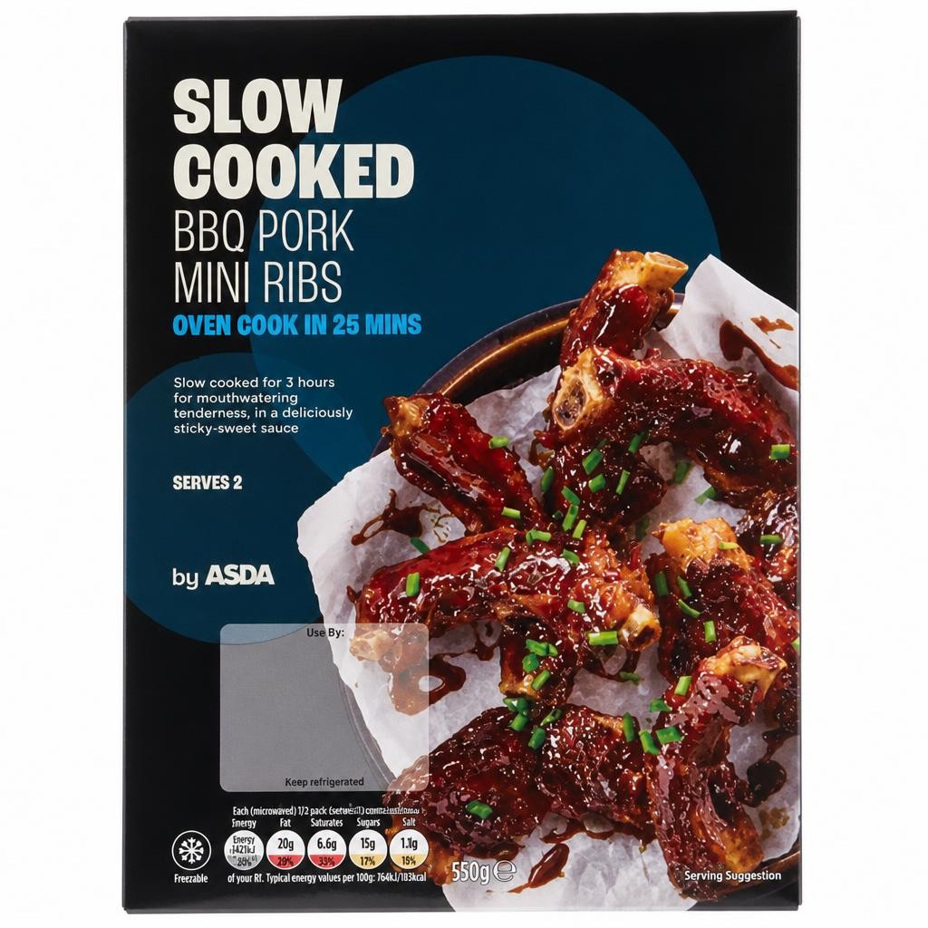 ASDA Slow Cooked BBQ Pork Mini Ribs 550g