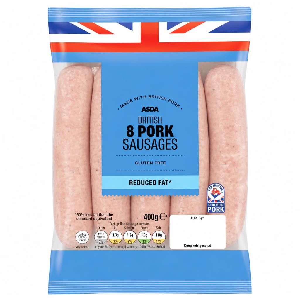 ASDA 8 Flavourful Reduced Fat Pork Sausages 400g