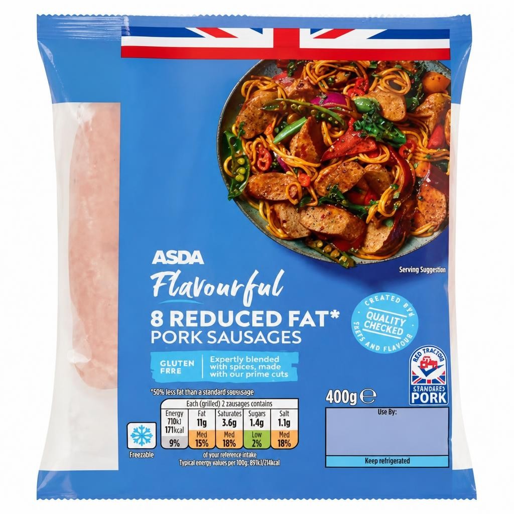 ASDA 8 Flavourful Reduced Fat Pork Sausages 400g