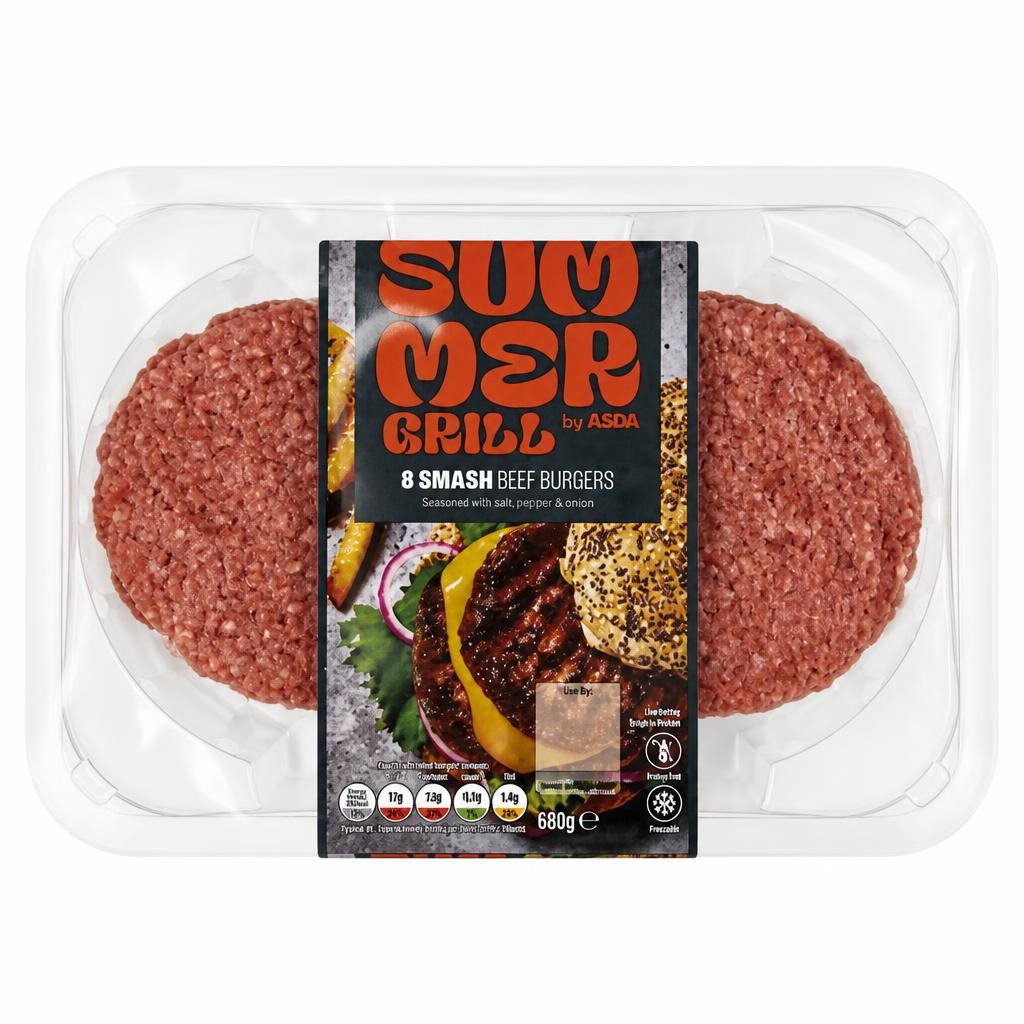 ASDA Summer Grill by ASDA 8 Smash Beef Burgers 680g