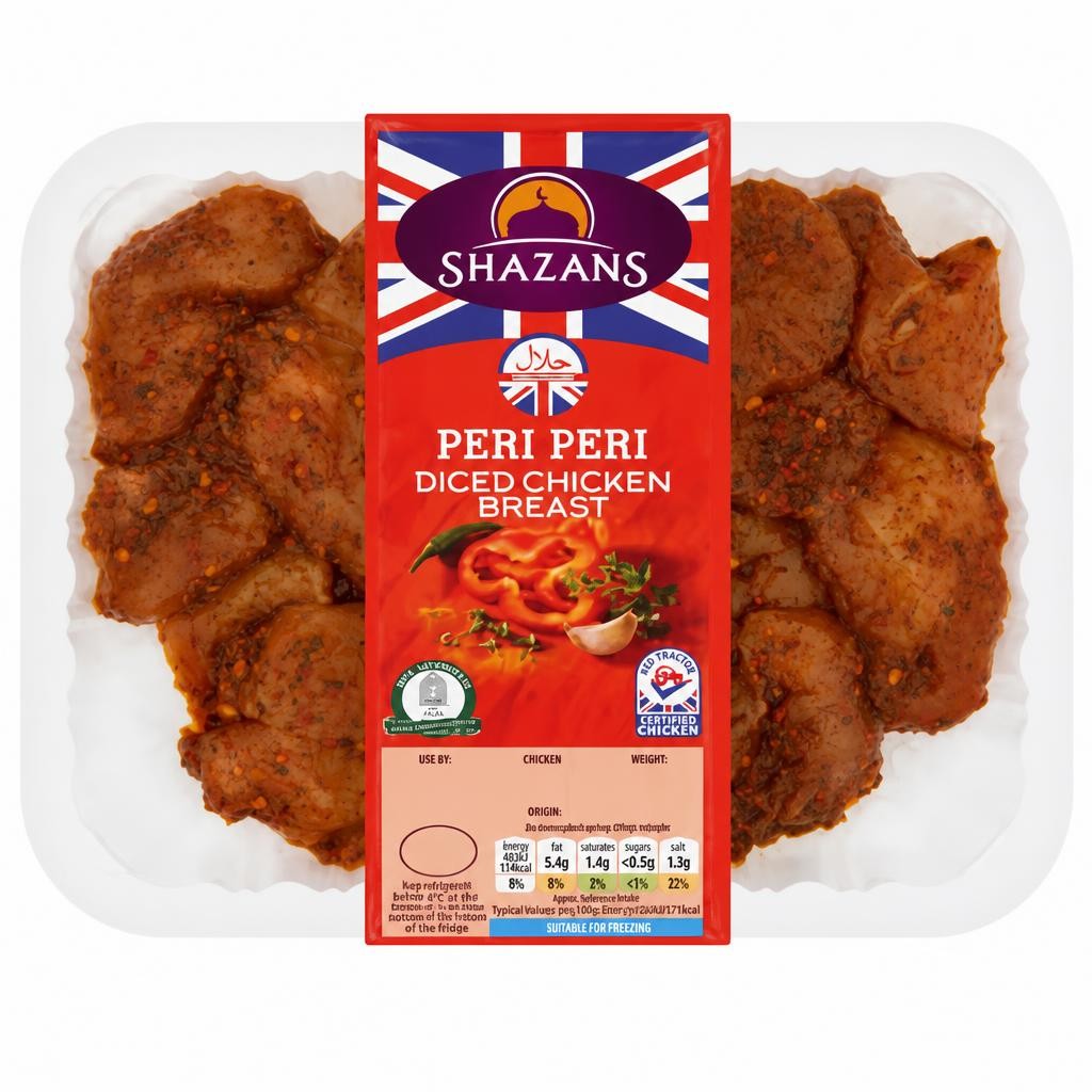 Shazans Peri Peri Diced Chicken Breast 500g