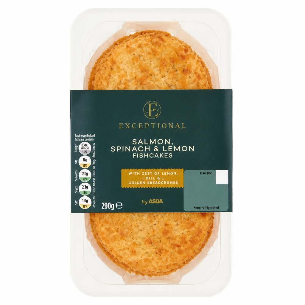 Exceptional by ASDA Salmon, Spinach & Lemon Fishcakes 290g