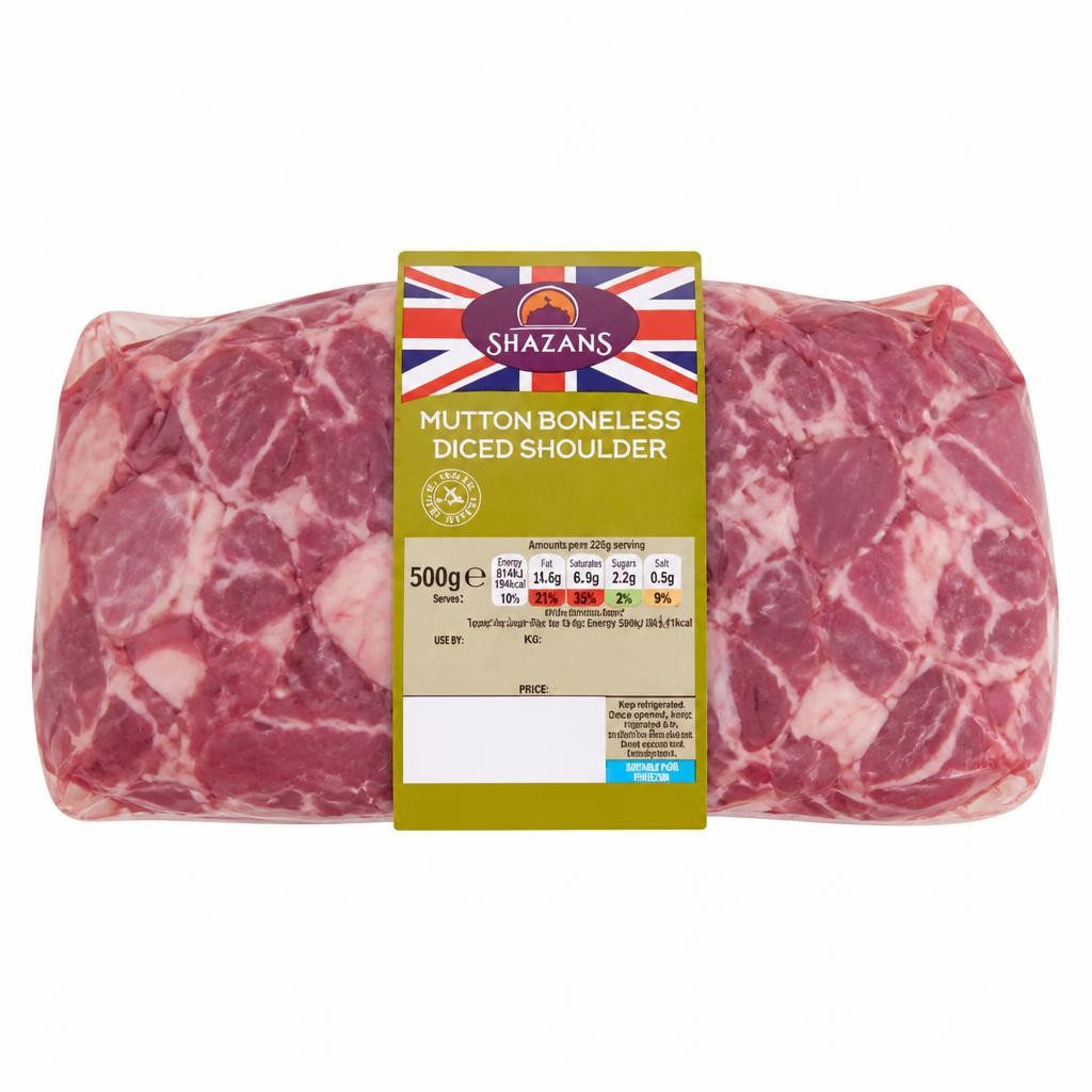 Shazans Mutton Boneless Diced Shoulder 500g