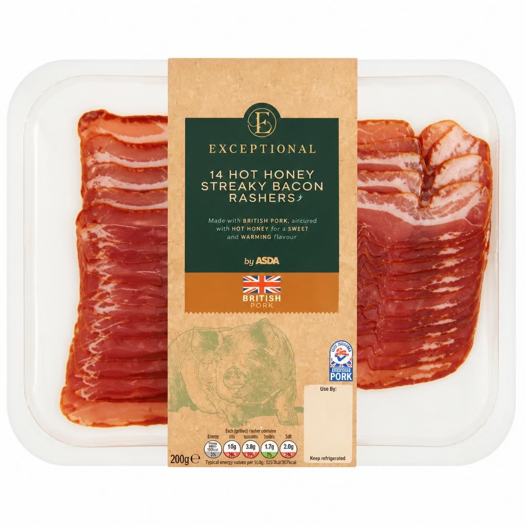 ASDA Exceptional by  Hot Honey Streaky Bacon Rashers 200g
