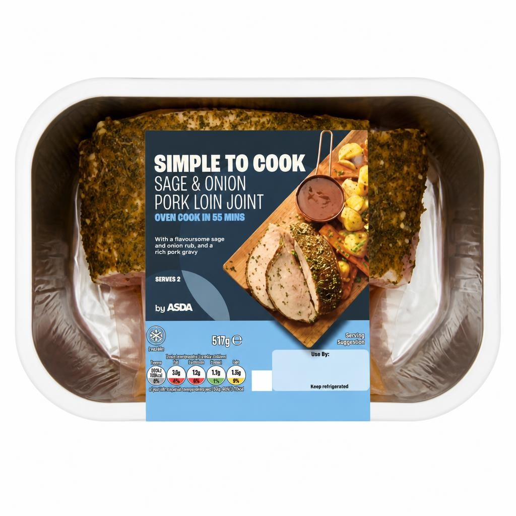 ASDA Simple to Cook Sage & Onion Pork Loin Joint 637g