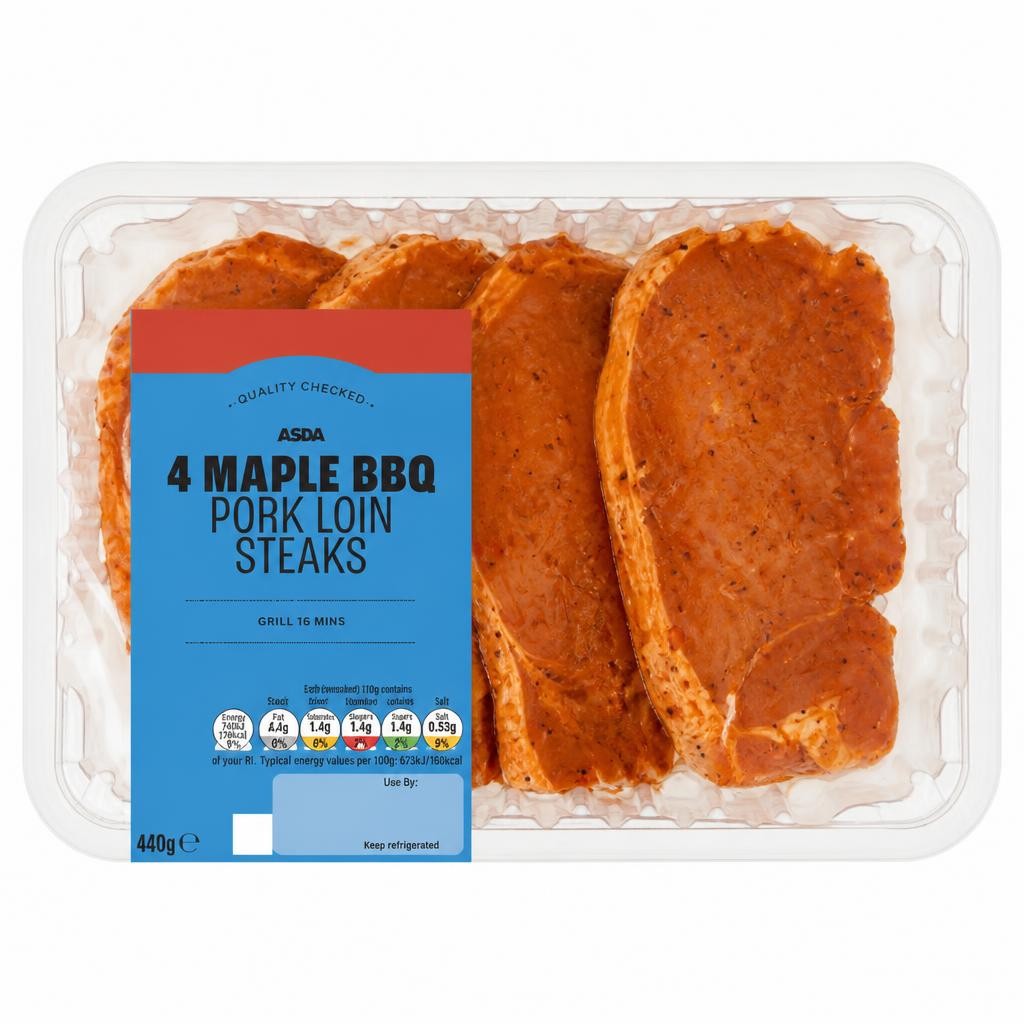 ASDA 4 Maple BBQ Pork Loin Steaks 440g