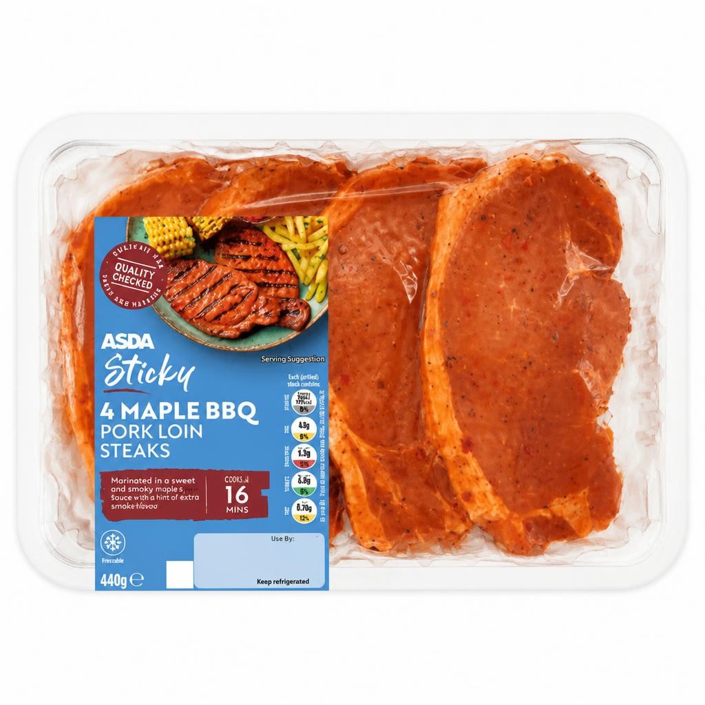 ASDA 4 Sticky Maple BBQ Pork Loin Steaks 440g