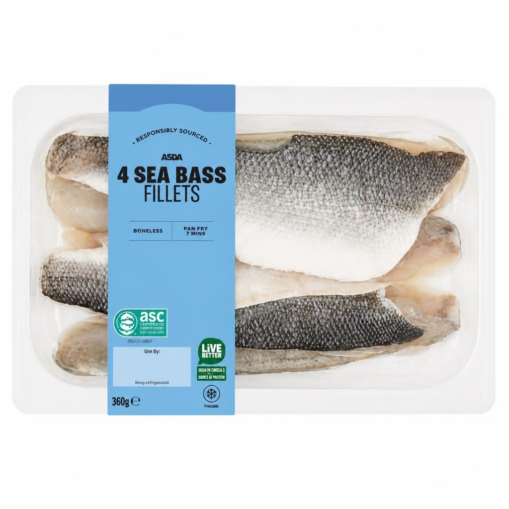 ASDA 4 Sea Bass Fillets 360g