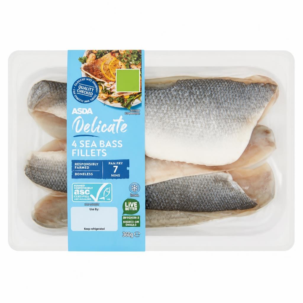 ASDA 4 Delicate Sea Bass Fillets 360g