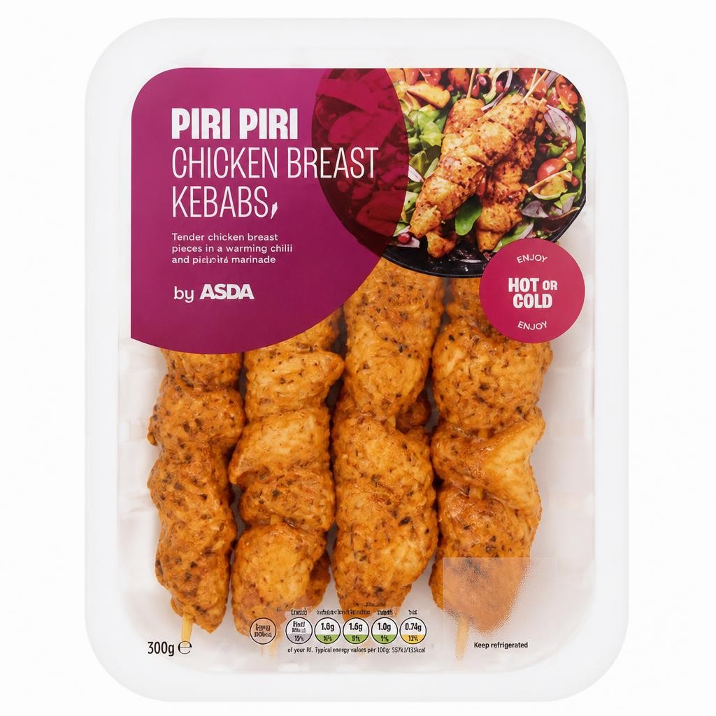 ASDA Piri Piri Chicken Breast Kebabs 300g