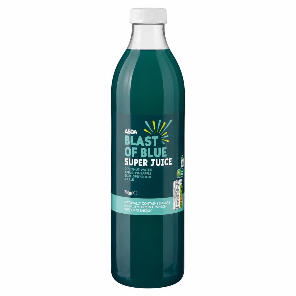 ASDA Blast of Blue Super Juice Coconut Water, Guava, Passion Fruit, Spirulina & Lime 750ml