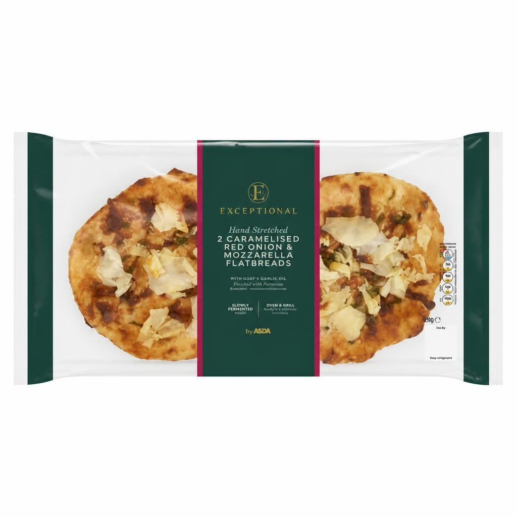 Exceptional by ASDA 2 Caramelised Red Onion & Mozzarella Flatbreads 220g
