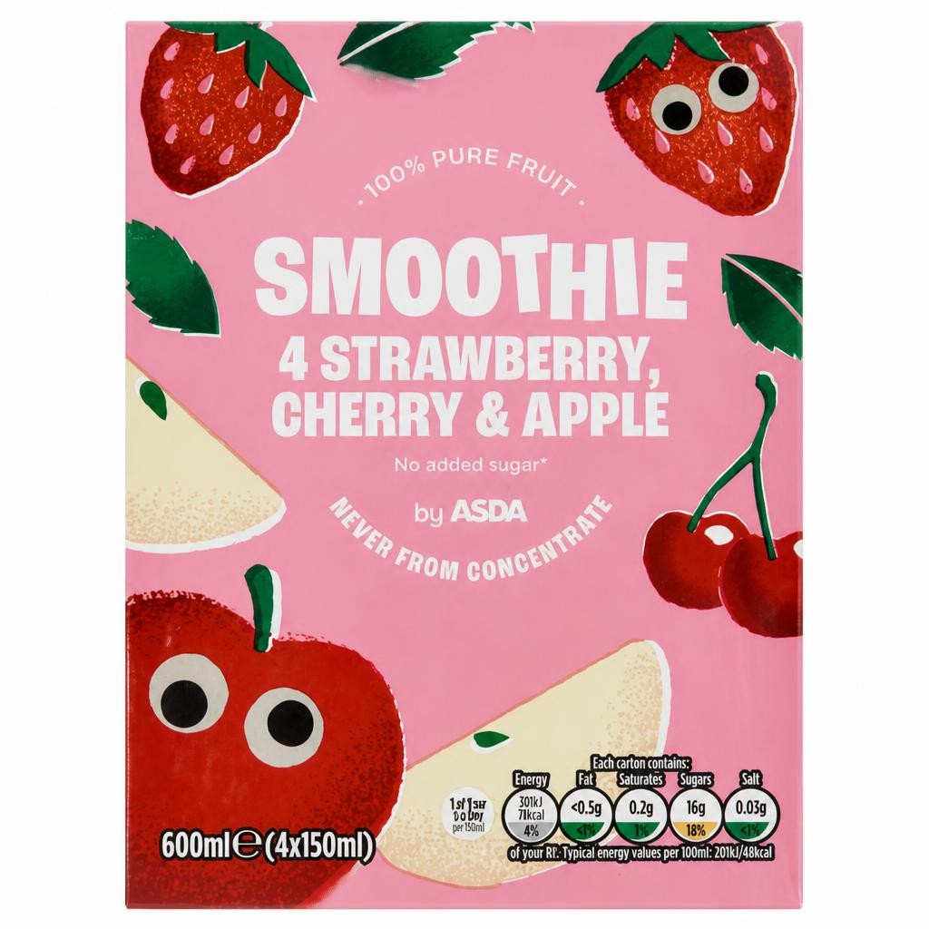 ASDA Strawberry, Cherry & Apple Smoothie 4 x 150ml (600ml)