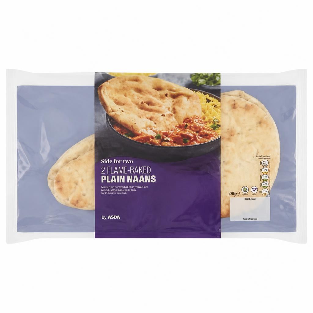 ASDA Side for Two 2 Flame-Baked Plain Naan 320g