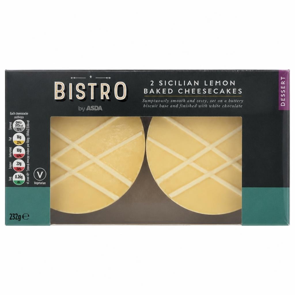 Bistro by ASDA 2 Sicilian Lemon Baked Cheese Cakes 232g