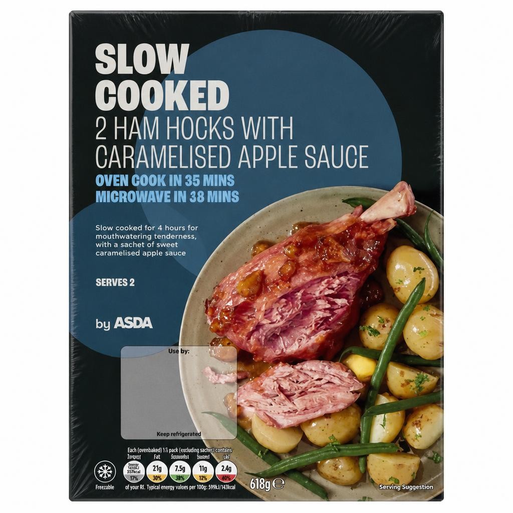 ASDA Slow Cooked 2 Ham Hocks with Caramelised Apple Sauce 618g