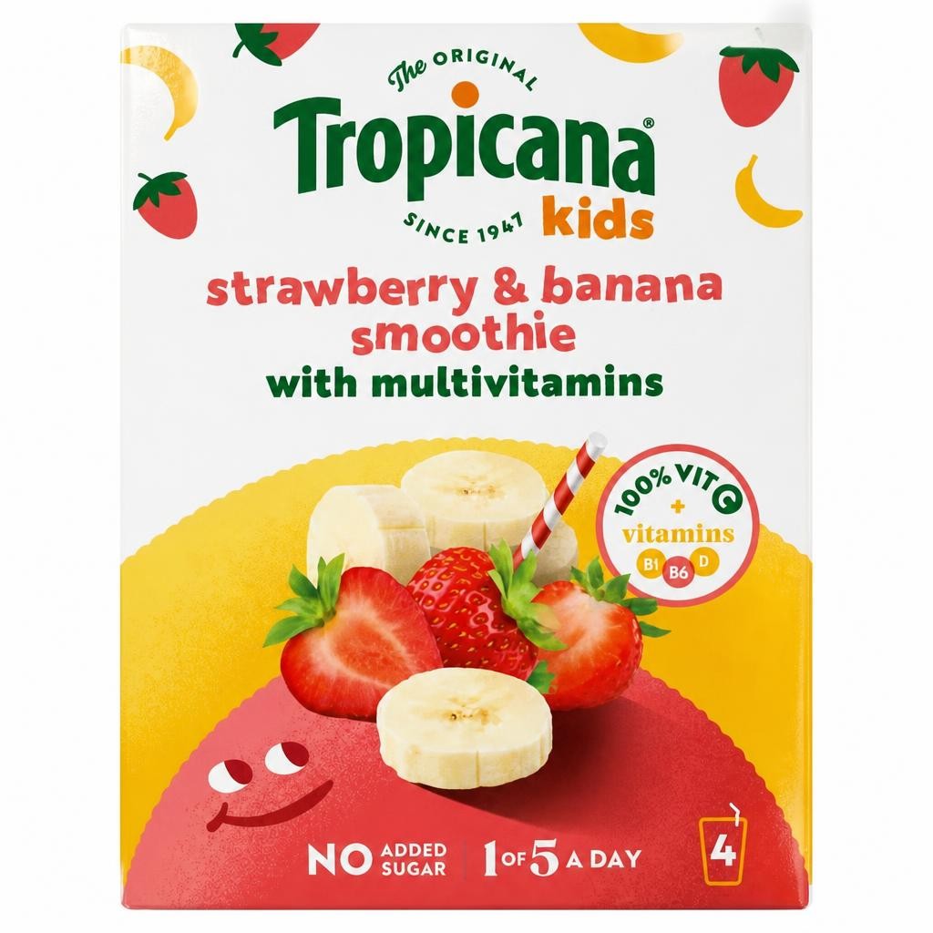 Tropicana Strawberry & Banana Lunchbox Smoothies 4 x 150ml