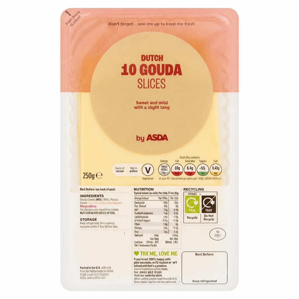 ASDA 10 Dutch Gouda Slices 250g